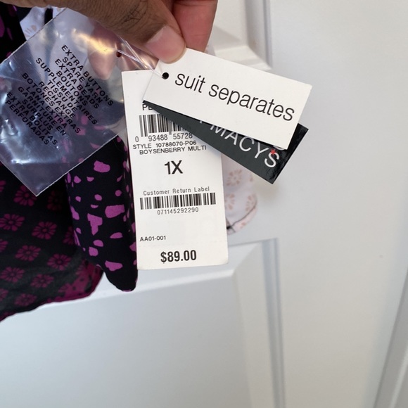 Purple and White button down blouse. - Picture 3 of 3